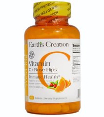 Вітамін С із шипшиною Earth`s Creation (Vitamin C with Rose Hips) 1000 мг 100 таблеток
