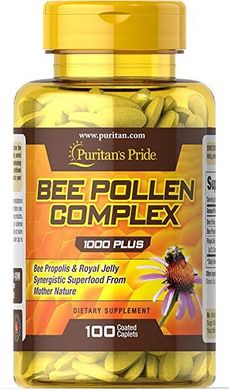 Бджолиний пилок комплекс, Bee Pollen Complex, Puritan's Pride, 1000 мг, 100 таблеток
