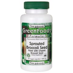 Зроблено з органічних пророслого насіння брокколі, Made with Organic Sprouted Broccoli Seed, Swanson, 400 мг 60 капсул