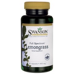Лемонграс, Full Spectrum Lemongrass, Swanson, 400 мг, 60 капсул