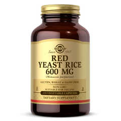 Червоний дріжджовий рис Solgar (Red Yeast Rice) 600 мг 120 вегетаріанських капсул