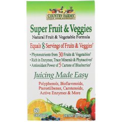 Суперфрукти і овочі, формула з натуральними фруктами та овочами, Country Farms, 60 капсул