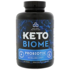 Keto Biome, пробіотик, Dr Axe / Ancient Nutrition, 20 млрд КУО, 180 капсул