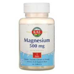 Магній, Magnesium, KAL, 500 мг, 60 таблеток