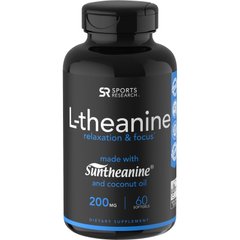 L-тіанін, Sports Research, 200 мг, 60 м'яких желатинових капсул з рідиною