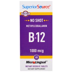 Метилкобаламин B-12, Methylcobalamin B-12, 1000 мкг, Superior Source, 60 таблеток купить в Киеве и Украине