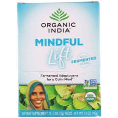 Ферментовані адаптогени, Mindful Lift, Fermented Adaptogens, Organic India, 15 упаковок по 0,1 унції (3 г) кожна