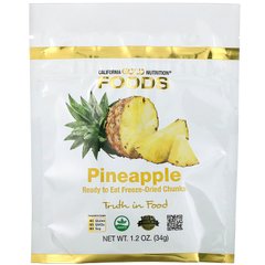 Сублімований ананас цілісні шматочки California Gold Nutrition (Freeze Dried Pineapple) 34 г