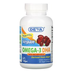 Омега-3 ДГК для веганів Deva (Vegan Omega-3 DHA) 200 мг 90 капсул