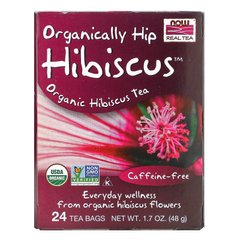 Чай Гібіскус органік без кофеїну Now Foods (Hip Hibiscus Tea) 24 пакети 48 г