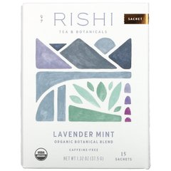 Rishi Tea, Органічна ботанічна суміш, лаванда та м'ята, без кофеїну, 15 пакетиків, 1,32 унції (37,5 г)