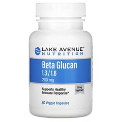 Бета-глюкан, Beta Glucan 1-3, 1-6, Lake Avenue Nutrition, 200 мг, 60 вегетарианских капсул купить в Киеве и Украине