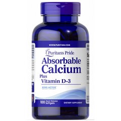 Абсорбуючий кальцій плюс вітамін Д-3, Absorbable Calcium Plus Vitamin D-3, Puritan's Pride, 1300 мг / 25 мг, 100 капсул