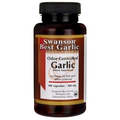 Контрольований запахом часник, Odor-Controlled Garlic, Swanson, 500 мг, 100 капсул