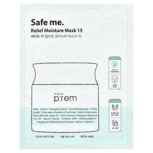make p:rem, Safe Me, Relief Moisture Beauty Mask 15, 1 Sheet, 0.84 fl oz (25 ml)