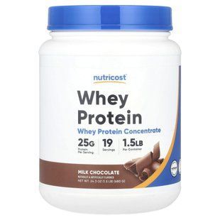 Nutricost, концентрат сироваткового протеїну, молочний шоколад, 680 г (1,5 фунта)