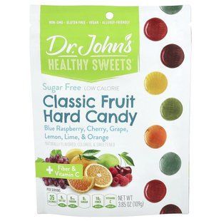 Dr. John's Healthy Sweets, Фруктовая карамель Classic, + клетчатка и витамин C, без сахара, 109 г (3,85 унции) купить в Киеве и Украине