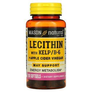 Лецитин с водорослями витамином B6 и яблочным уксусом Mason Natural (Lecithin Kelp B6 Plus Apple Cider Vinegar) 100 мягких таблеток купить в Киеве и Украине