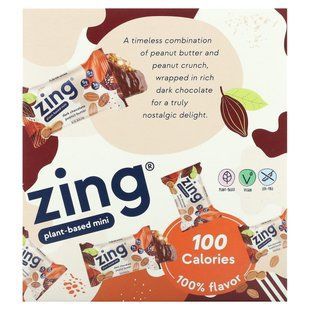 Zing Bars, Plant-Based Mini Bars, Dark Chocolate Peanut Butter in Peanut Butter, 18 Bars, 0.84 oz (24 g) Each купить в Киеве и Украине