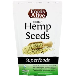 Семена конопли лущеные Foods Alive (Hemp) 227 г купить в Киеве и Украине