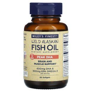 Wiley's Finest, Wild Alaskan Fish Oil, Peak DHA, 60 Softgels купить в Киеве и Украине