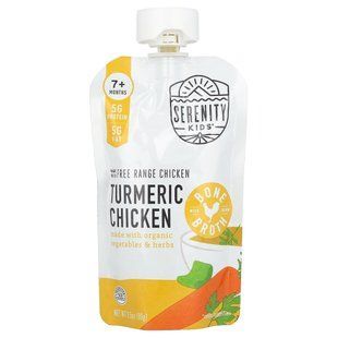Serenity Kids, 100% курица с куркумой, выращенной на пастбищах, с органическими овощами, имбирем и луком, блюда для малышей, 3,5 унции (99 г) купить в Киеве и Украине