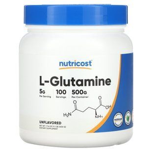 Nutricost, L-глютамін, без смакових добавок, 500 г (17,6 унції)