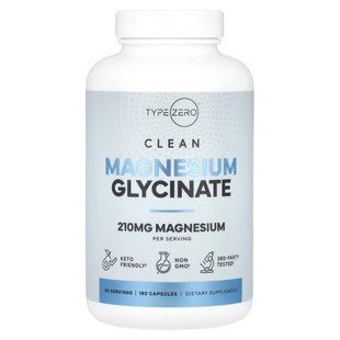 TypeZero, Clean, Magnesium Glycinate, 210 mg , 180 Capsules (70 mg per Capsule) купить в Киеве и Украине