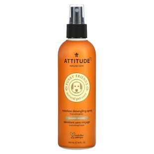 ATTITUDE, Furry Friends Natural Pet Care, безводный спрей для распутывания волос, лаванда, 8 жидких унций (240 мл) купить в Киеве и Украине