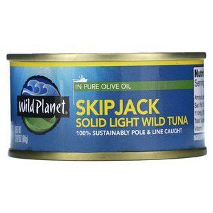 Консервований дикий светлый тунець скипджек Wild Planet (Skipjack Solid Light Wild Tuna) 80 г в оливковий масла купить в Киеве и Украине