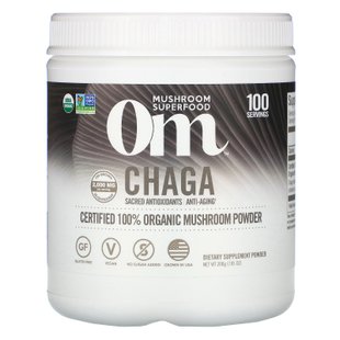 Чага, грибной порошок, OM Organic Mushroom Nutrition, 200 г купить в Киеве и Украине