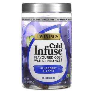 Twinings, Cold Infuse, ароматизированный усилитель холодной воды, черника и яблоко, 12 инфузеров, 1,06 унции (30 г) купить в Киеве и Украине