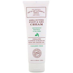 Cream for feet and legs with shea butter, mint and tea tree, Out of Africa, 4 ounces (118.3 ml)