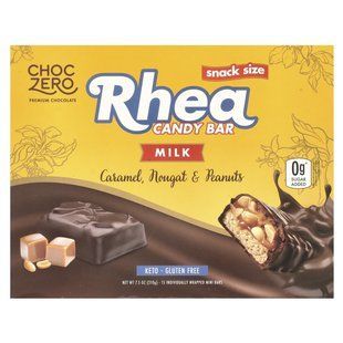 ChocZero, Rhea Candy Bar, Milk Chocolate, Caramel, Nougat & Peanuts, 15 Mini Bars, 7.5 oz (210 g) купить в Киеве и Украине
