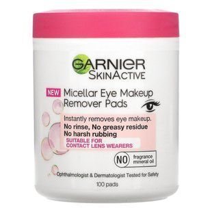 Garnier, SkinActive, Micellar Makeup Removal Pads for Eyes, 100 Pads