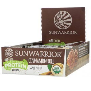 Протеиновые батончики на растительной основе, коричный рулет, Sunwarrior, 12 батончиков, 57 г (2,01 унции) каждый купить в Киеве и Украине