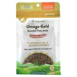 NaturVet, Scoopables, Omega-Gold Essential Fatty Acids + Anchovy Oil & Salmon Protein, For Dogs & Cats, Salmon, 11 oz (315 g) купить в Киеве и Украине