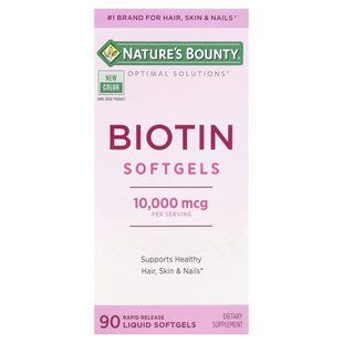 Nature's Bounty, Optimal Solutions&reg;, Biotin Softgels, 10,000 mcg, 90 Rapid Release Liquid Softgels