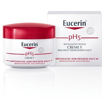 Універсальний крем для обличчя та тіла pH5 для чутливої ​​сухої шкіри схильної до алергії, Creme F empfindliche Haut, Eucerin, 75 мл