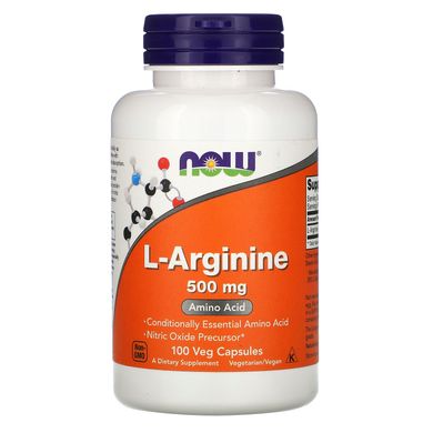 Аргінін Now Foods (L-Arginine) 500 мг 100 капсул