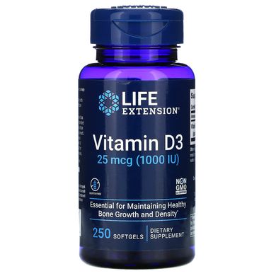 Вітамін Д3 Life Extension (Vitamin D3) 1000 МО 250 капсул