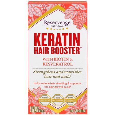 Кератиновий підсилювач волосся ReserveAge Nutrition (Keratin Hair Booster with Biotin & Resveratrol) 120 капсул