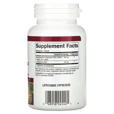 GrapeSeedRich, екстракт насіння винограду, Natural Factors, 120 капсул на рослинній основі