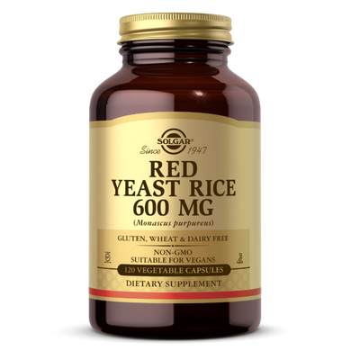 Червоний дріжджовий рис Solgar (Red Yeast Rice) 600 мг 120 вегетаріанських капсул