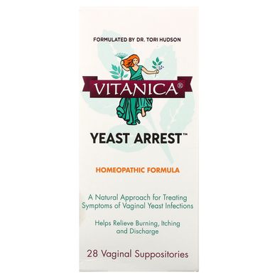 Yeast Arrest, засіб для здоров'я піхви, Vitanica, 28 вагінальних супозиторіїв