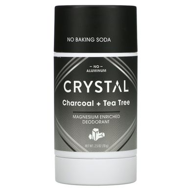 Crystal Body Deodorant, Дезодорант, збагачений магнієм, деревне вугілля + чайне дерево, 2,5 унції (70 г)