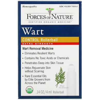 Forces of Nature, Wart Remover, Dual Action Roll On, Extra Strength, 0.14 oz (4 ml)