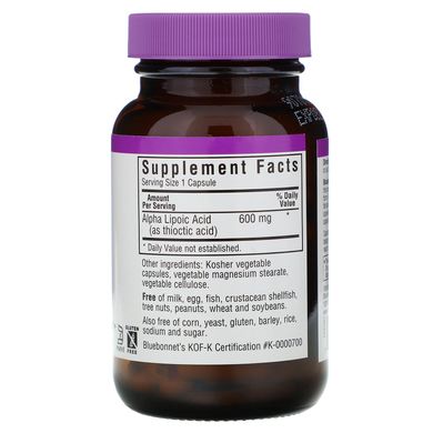 Альфа-ліпоєва кислота Bluebonnet Nutrition (Alpha Lipoic Acid) 600 мг 60 капсул