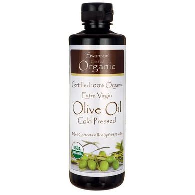 Сертифіковане 100% органічне оливкова олія екстра вірджин, Certified 100% Organic Extra Virgin Olive Oil, Cold Pressed, Swanson, 475 мл
