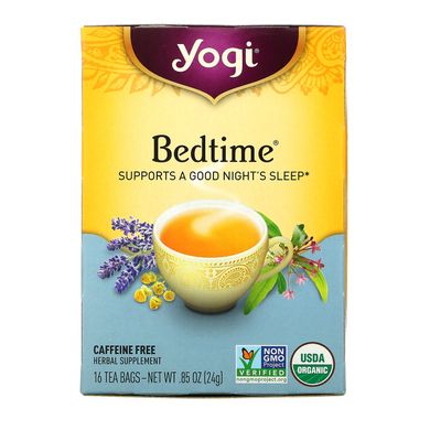 Bedtime, без кофеїну, Yogi Tea, 16 чайних пакетиків, 0,85 унції (24 г)